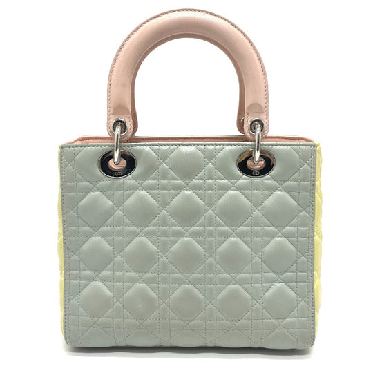 Dior Handbag leather blue x yellow x pink Canage Lady Dior Women Used Authentic