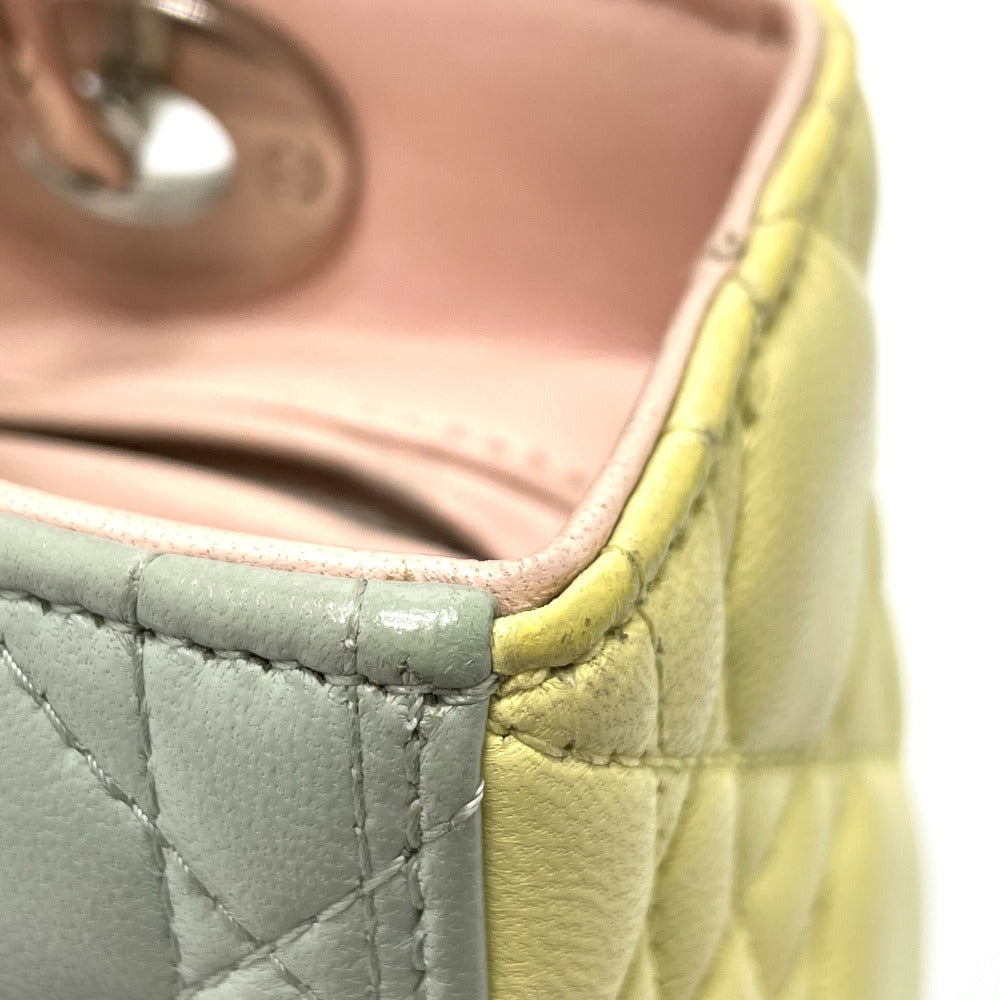 Dior Handbag leather blue x yellow x pink Canage Lady Dior Women Used Authentic