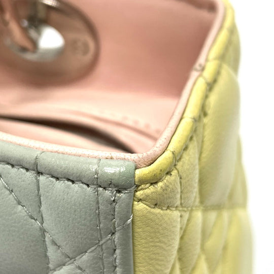 Dior Handbag leather blue x yellow x pink Canage Lady Dior Women Used Authentic