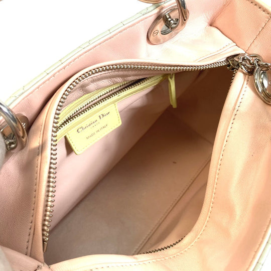 Dior Handbag leather blue x yellow x pink Canage Lady Dior Women Used Authentic