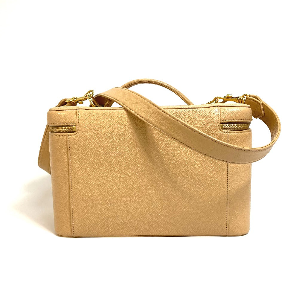 CHANEL Shoulder Bag Caviar skin beige CC COCO Mark Vanity bag Women Used Authentic