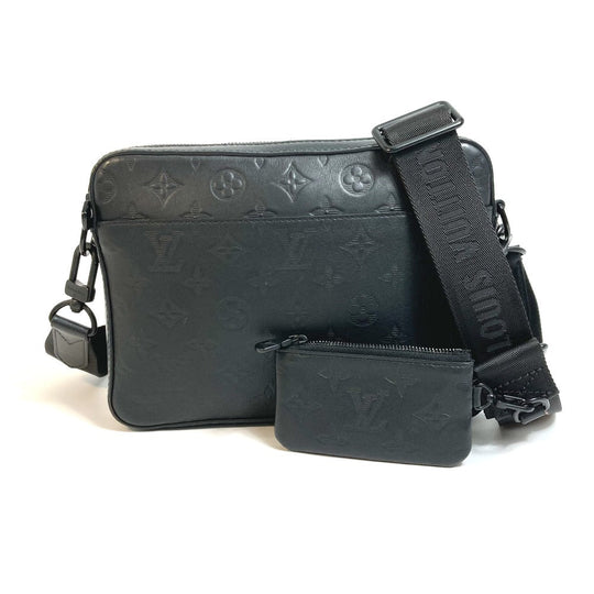 LOUIS VUITTON Sling bag M69827 Monogram shadow leather black Monogram shadow Duo messenger mens Used Authentic