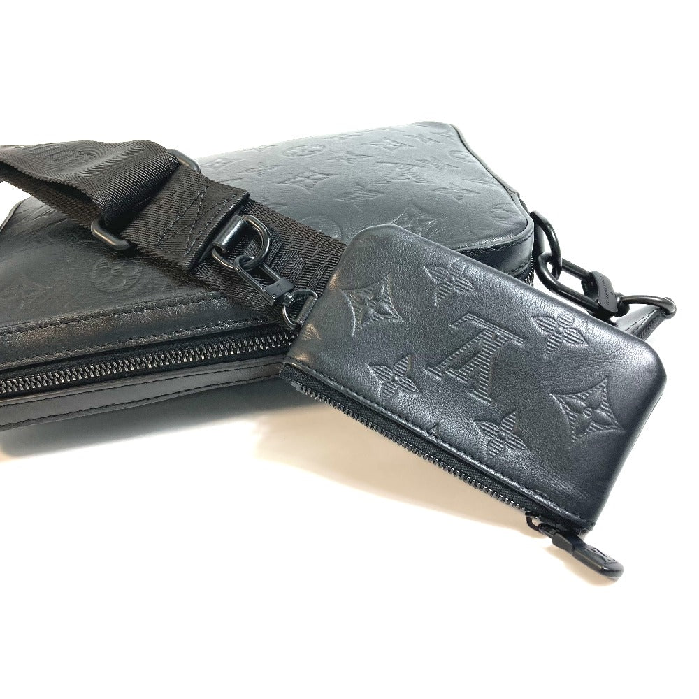 LOUIS VUITTON Sling bag M69827 Monogram shadow leather black Monogram shadow Duo messenger mens Used Authentic