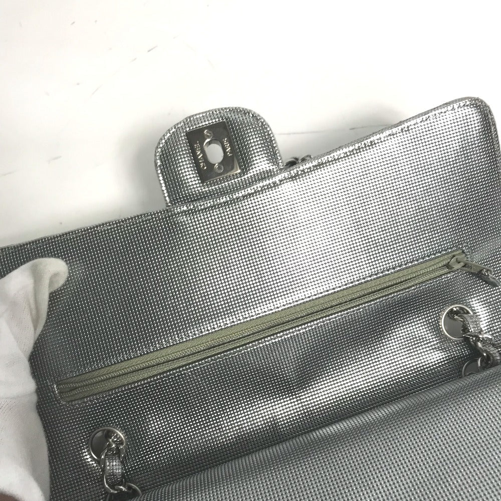 CHANEL Shoulder Bag leather Silver COCO Mark CC Matrasse 25 Women Used Authentic