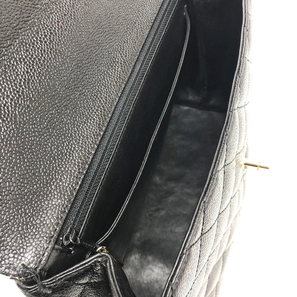CHANEL Handbag Caviar skin black COCO Mark CC Matrasse quilting Women Used Authentic