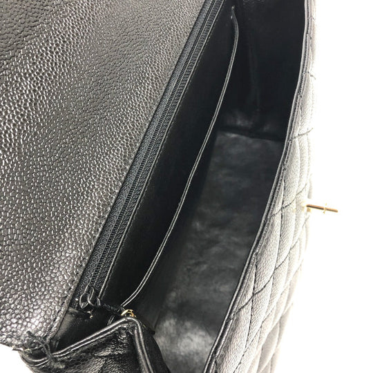 CHANEL Handbag Caviar skin black COCO Mark CC Matrasse quilting Women Used Authentic