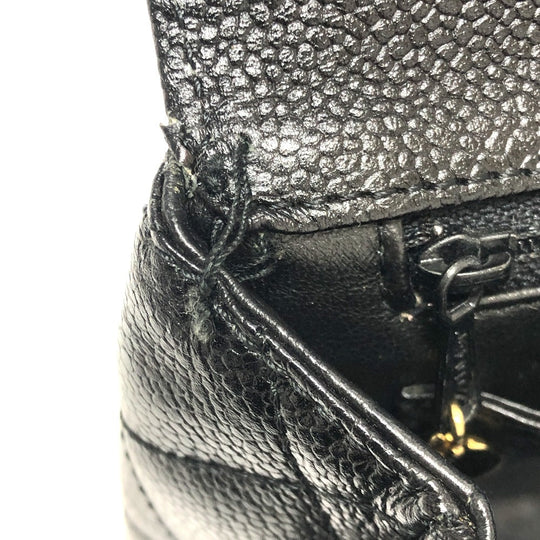 CHANEL Handbag Caviar skin black COCO Mark CC Matrasse quilting Women Used Authentic