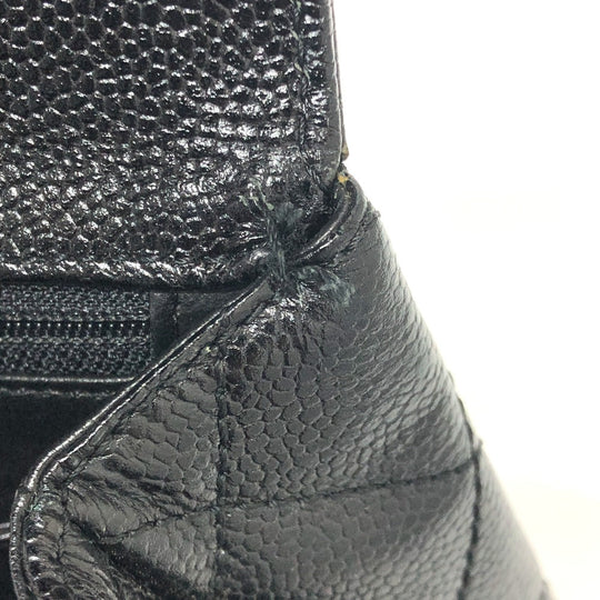 CHANEL Handbag Caviar skin black COCO Mark CC Matrasse quilting Women Used Authentic