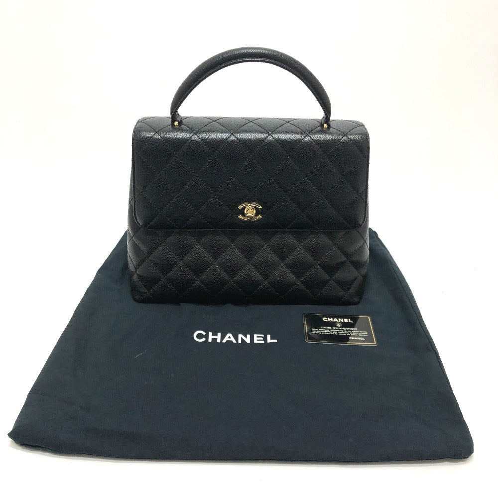 CHANEL Handbag Caviar skin black COCO Mark CC Matrasse quilting Women Used Authentic