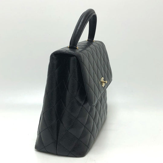 CHANEL Handbag Caviar skin black COCO Mark CC Matrasse quilting Women Used Authentic