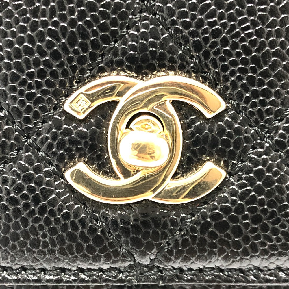 CHANEL Handbag Caviar skin black COCO Mark CC Matrasse quilting Women Used Authentic