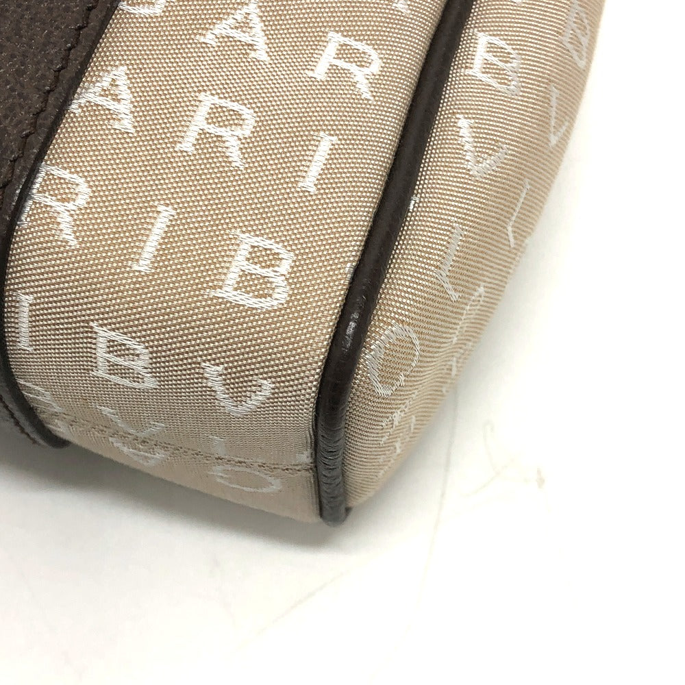 BVLGARI Handbag Canvas / leather beige Logo mania Women Used Authentic
