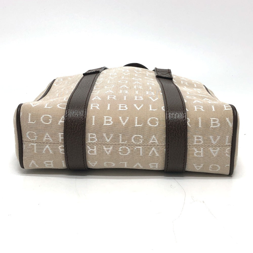 BVLGARI Handbag Canvas / leather beige Logo mania Women Used Authentic