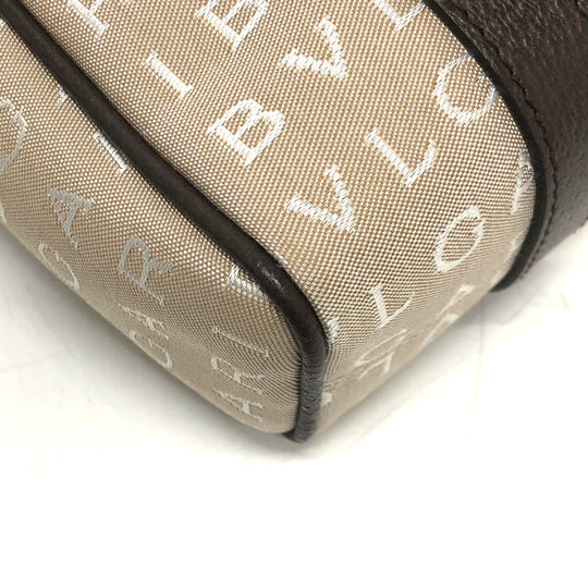 BVLGARI Handbag Canvas / leather beige Logo mania Women Used Authentic