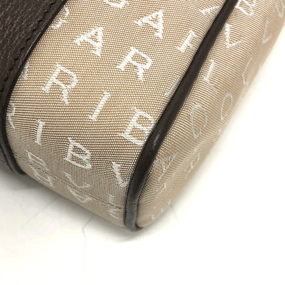 BVLGARI Handbag Canvas / leather beige Logo mania Women Used Authentic