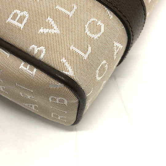 BVLGARI Handbag Canvas / leather beige Logo mania Women Used Authentic