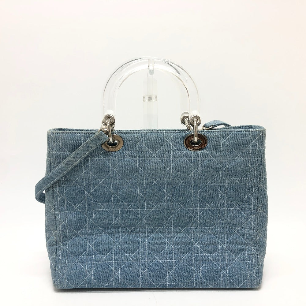 Dior Handbag canvas blue Canage Lady Dior Medium Women Used Authentic