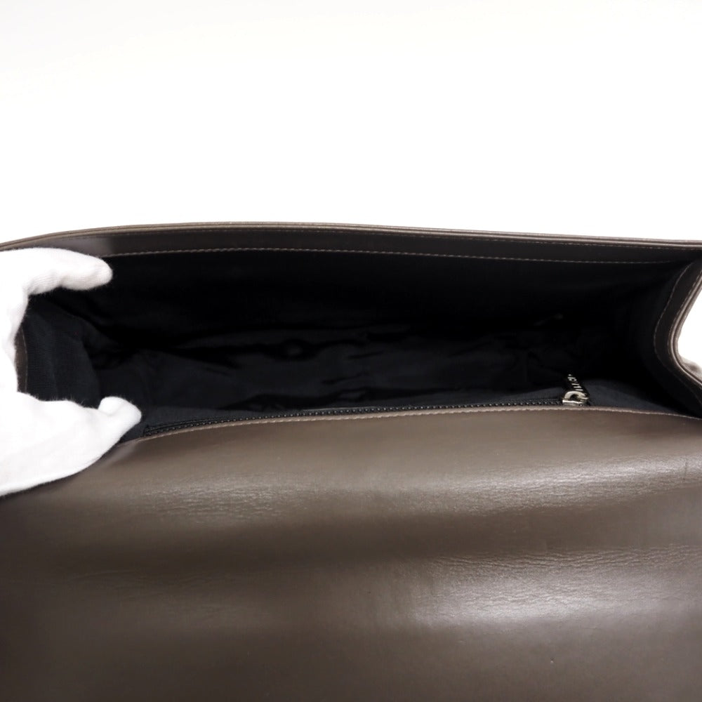 CHANEL Shoulder Bag leather gray ChainShoulder COCO Mark Boy chanel Women Used Authentic