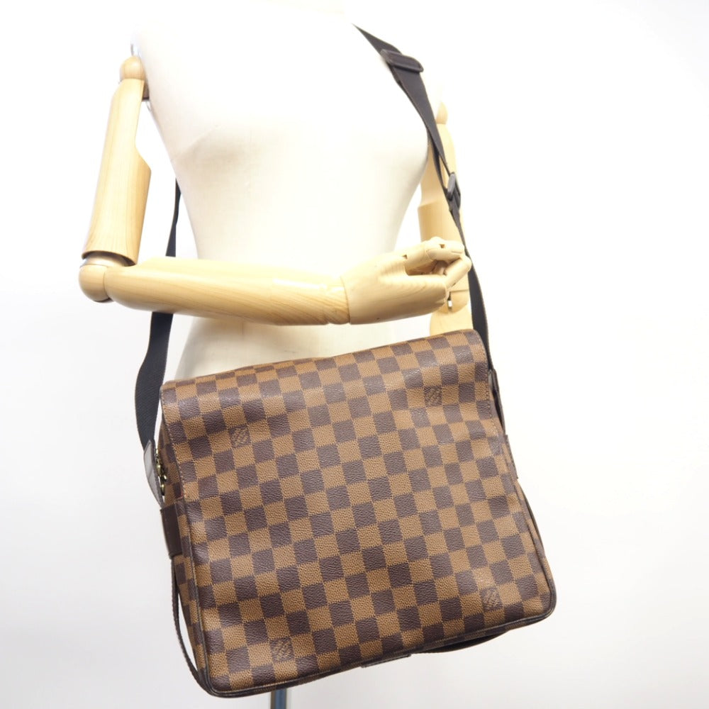 LOUIS VUITTON Messenger bag N45255 leather Brown Damier Naviglio Women Used Authentic