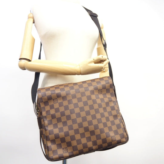 LOUIS VUITTON Messenger bag N45255 leather Brown Damier Naviglio Women Used Authentic