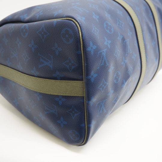 LOUIS VUITTON Boston Duffel bag M43855 leather blue monogram pacific Keepall  bandouliere45 unisex(Unisex) Used Authentic