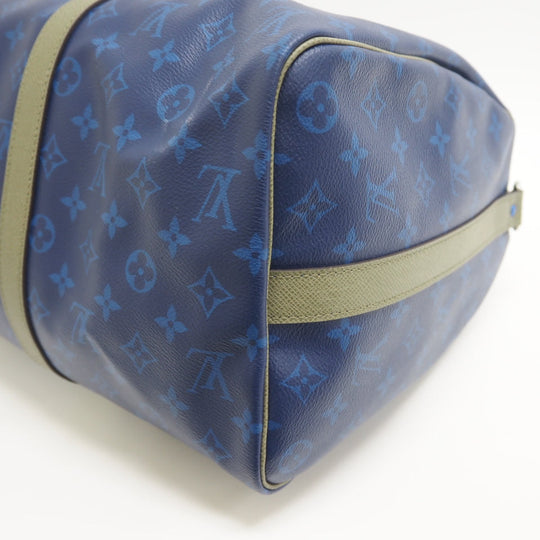 LOUIS VUITTON Boston Duffel bag M43855 leather blue monogram pacific Keepall  bandouliere45 unisex(Unisex) Used Authentic