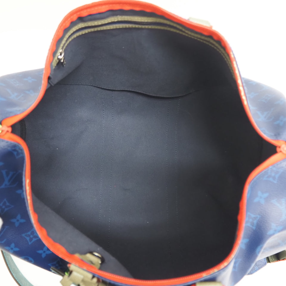 LOUIS VUITTON Boston Duffel bag M43855 leather blue monogram pacific Keepall  bandouliere45 unisex(Unisex) Used Authentic