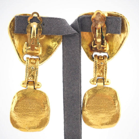 CHANEL Earring Gold Plated green COCO Mark