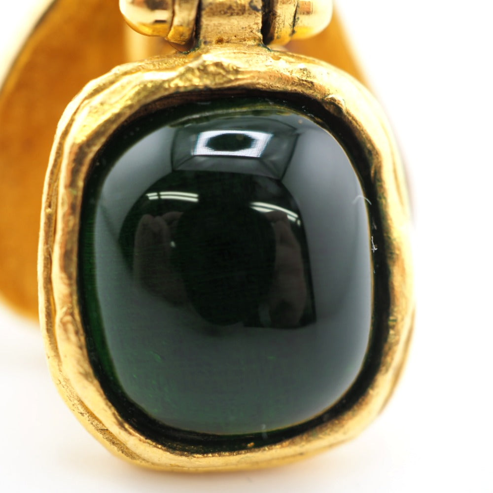 CHANEL Earring Gold Plated green COCO Mark