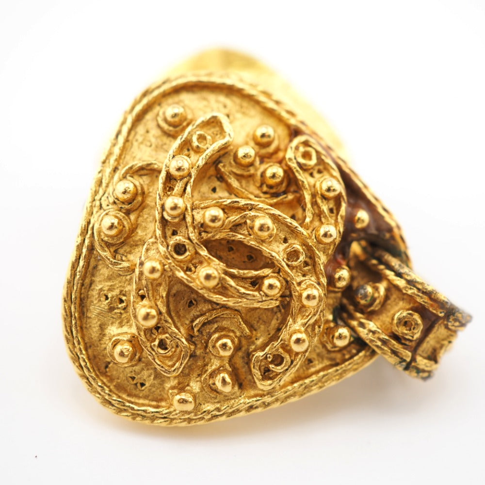 CHANEL Earring Gold Plated green COCO Mark