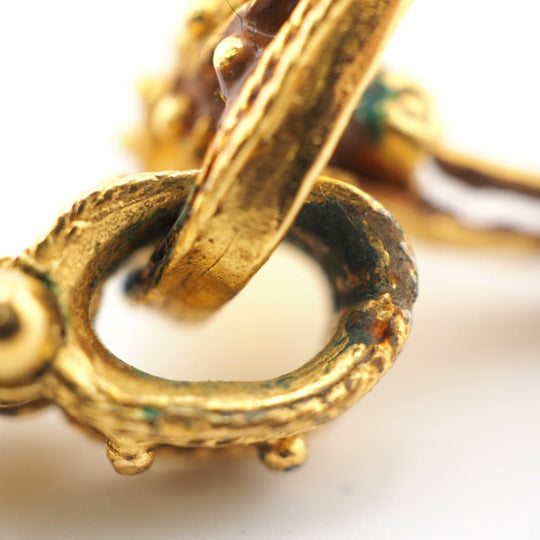 CHANEL Earring Gold Plated green COCO Mark
