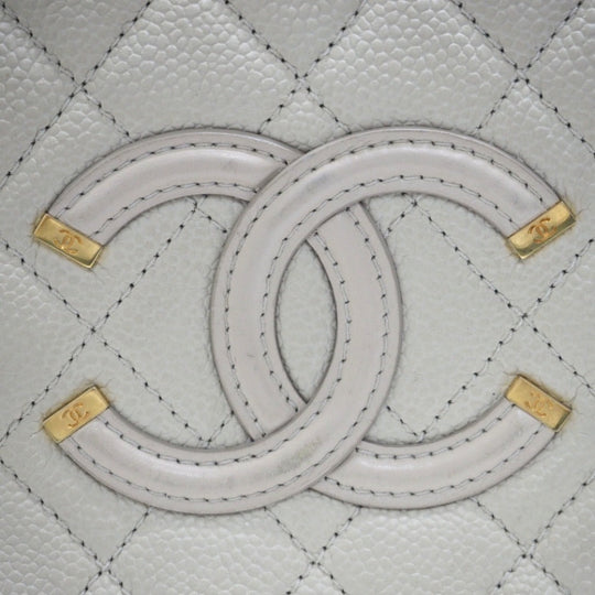 CHANEL Shoulder Bag Matt caviar skin beige CC filigree vanity COCO Mark Women Used Authentic