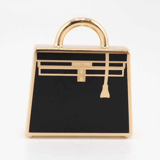 HERMES Necklace 071667FD gold black Pendant top Kelly Curiosity Women Used Authentic