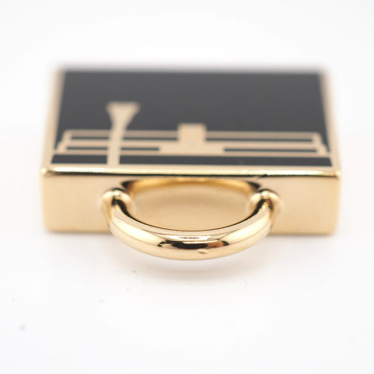HERMES Necklace 071667FD gold black Pendant top Kelly Curiosity Women Used Authentic