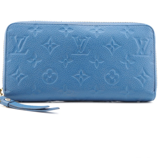 LOUIS VUITTON Long Wallet Purse M41857 leather blue Zip Around Monogram Ann Platt Zippy wallet Women(Unisex) Used Authentic