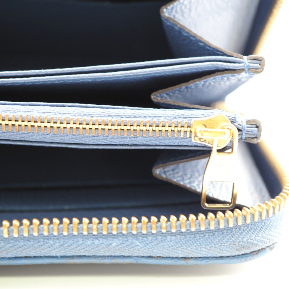 LOUIS VUITTON Long Wallet Purse M41857 leather blue Zip Around Monogram Ann Platt Zippy wallet Women(Unisex) Used Authentic