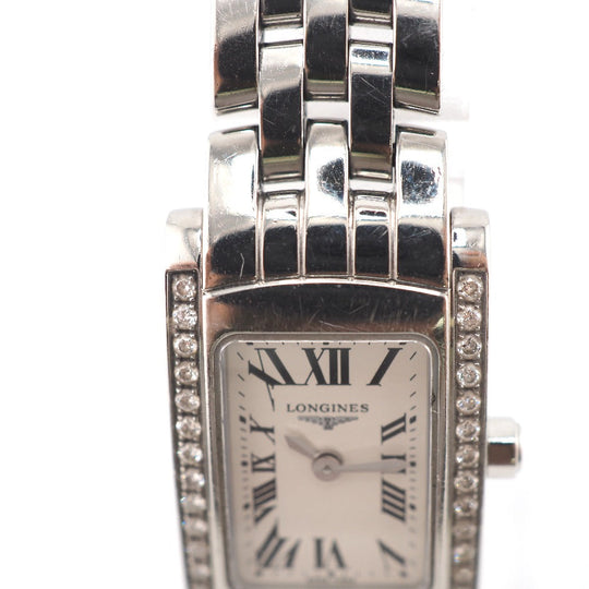 LONGINES Watches Stainless Steel Silver Quartz QZ Rhinestone Dolce Vita Women Used Authentic