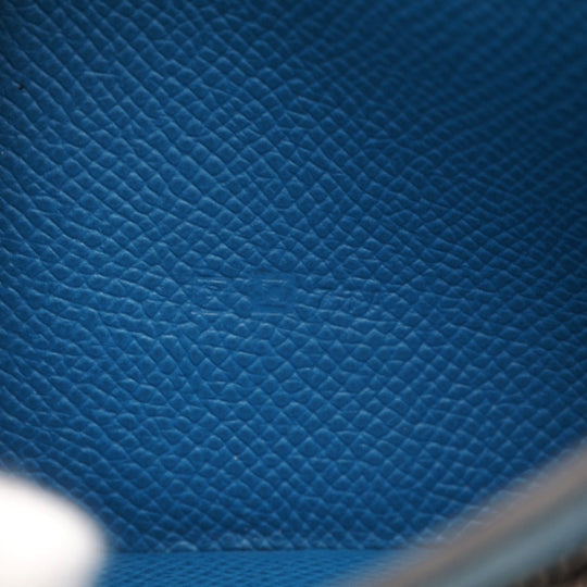 HERMES Long Wallet Purse Epsom blue Bane Souffle Women Used Authentic