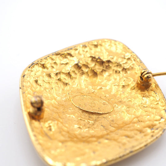 CHANEL Brooch metal gold Pin Brooch Diamond COCO Mark Women Used Authentic