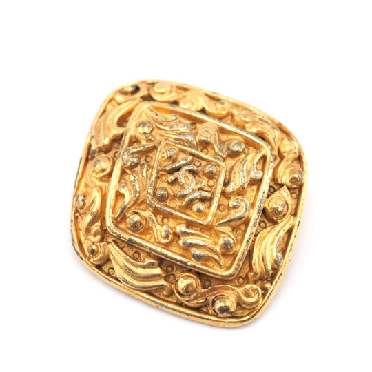 CHANEL Brooch metal gold Pin Brooch Diamond COCO Mark Women Used Authentic