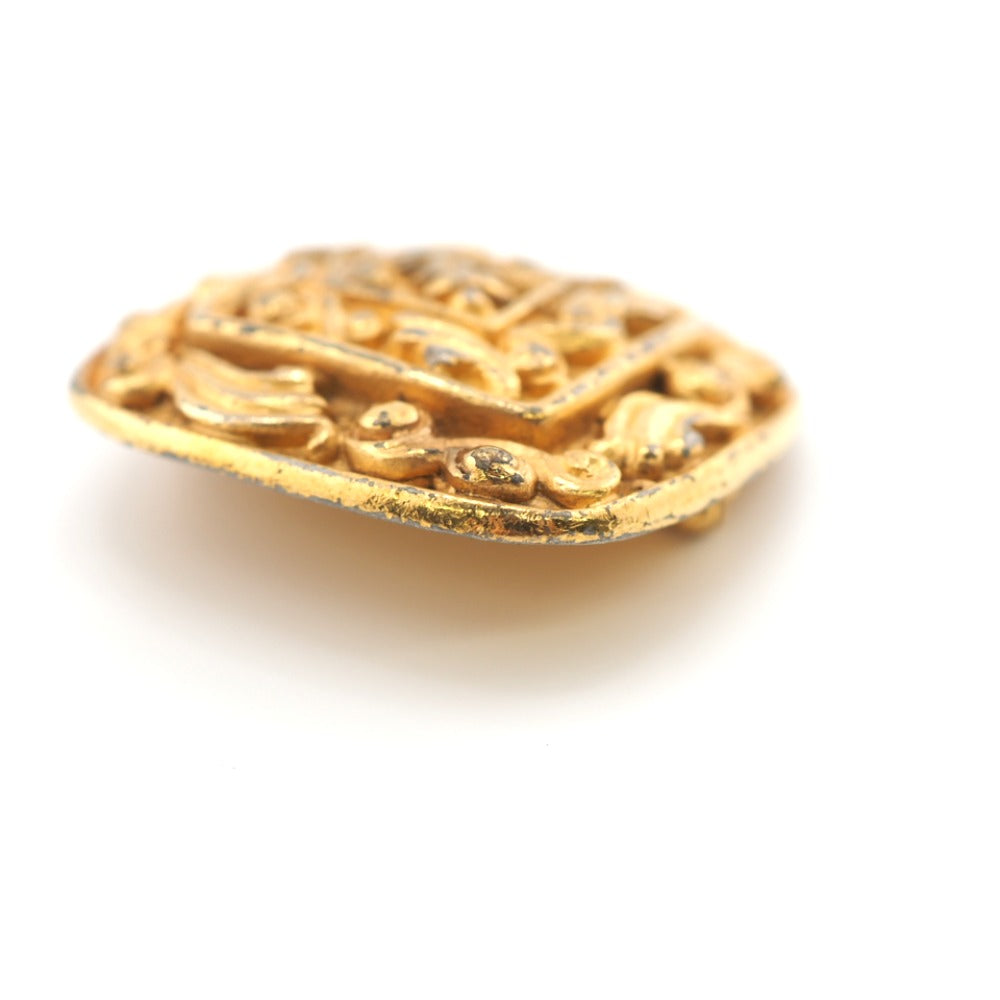 CHANEL Brooch metal gold Pin Brooch Diamond COCO Mark Women Used Authentic