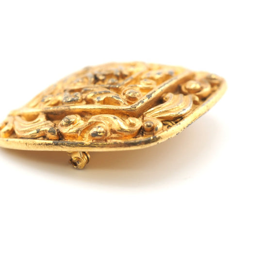 CHANEL Brooch metal gold Pin Brooch Diamond COCO Mark Women Used Authentic