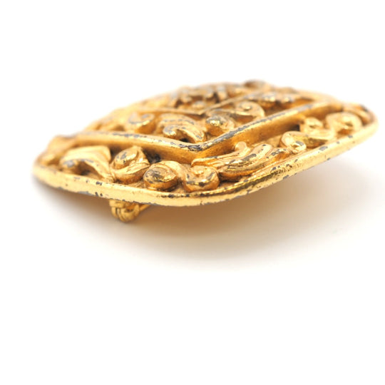 CHANEL Brooch metal gold Pin Brooch Diamond COCO Mark Women Used Authentic