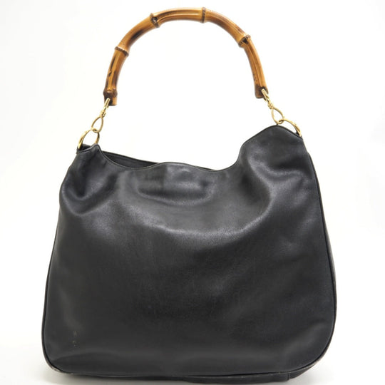 GUCCI Shoulder Bag 001 2852 1577 0 Leather, Bamboo black One Shoulder Bag Bamboo Women Used Authentic