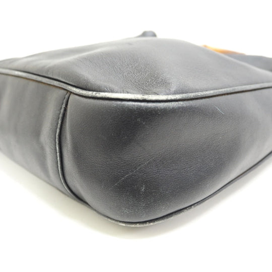 GUCCI Shoulder Bag 001 2852 1577 0 Leather, Bamboo black One Shoulder Bag Bamboo Women Used Authentic