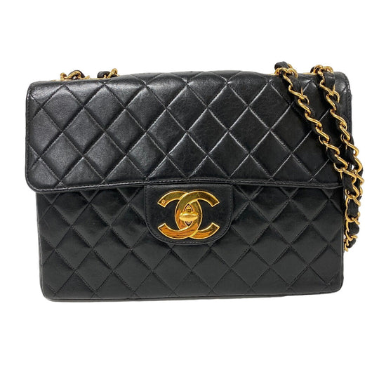 CHANEL Shoulder Bag lambskin black ChainShoulder Bag lambskin Deca Trasse 30 Women Used Authentic
