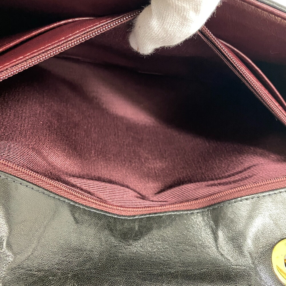 CHANEL Shoulder Bag lambskin black ChainShoulder Bag lambskin Deca Trasse 30 Women Used Authentic