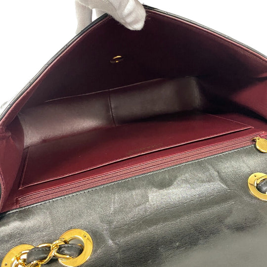 CHANEL Shoulder Bag lambskin black ChainShoulder Bag lambskin Deca Trasse 30 Women Used Authentic