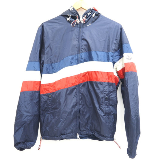 MONCLER Nylon jacket E10914113685 Nylon Navy Logo patch CAM tricolor mens 3 Used Authentic