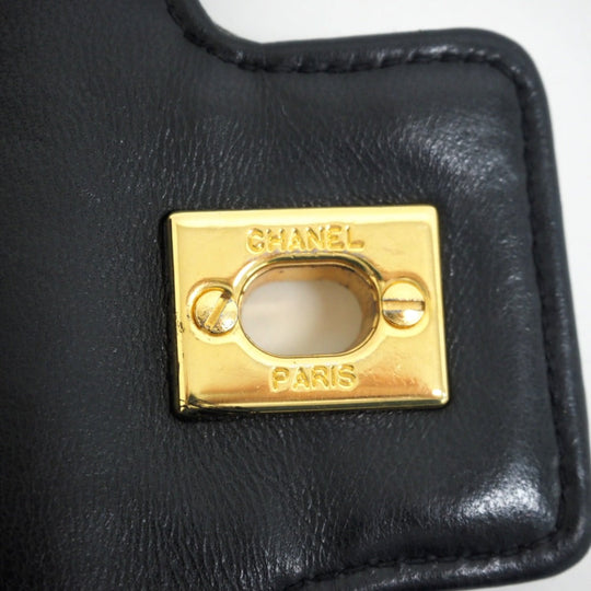 CHANEL Handbag lambskin black Turn lock COCO Mark Matrasse Women Used Authentic